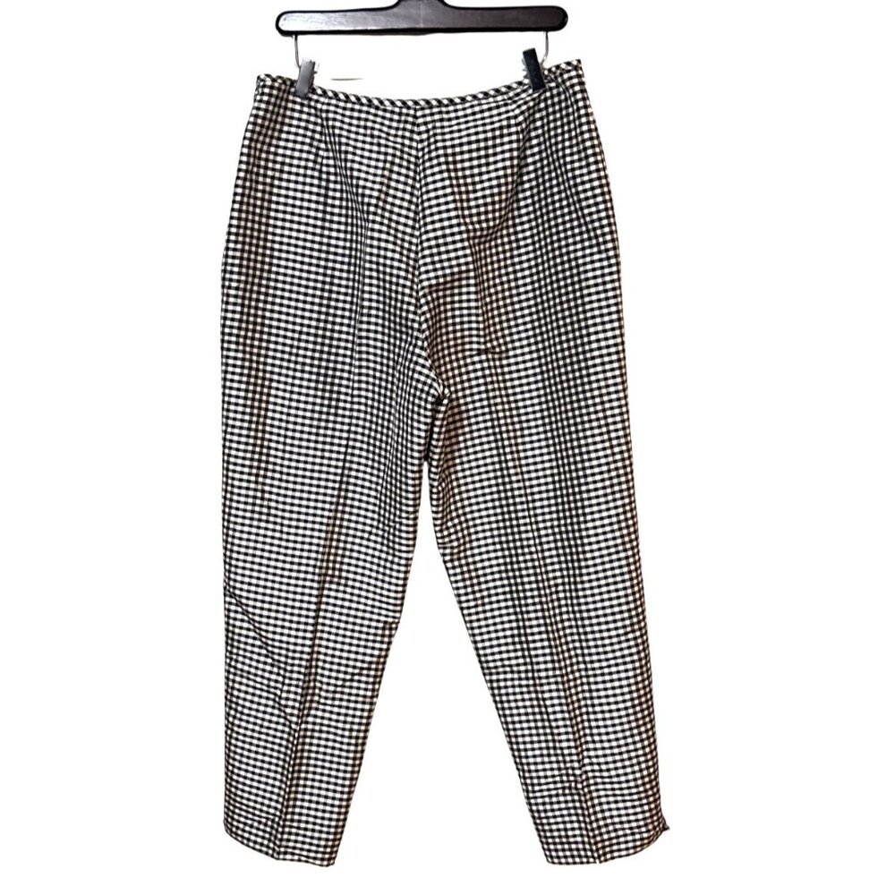 Evan-Picone Black & White Gingham Checkered Silk Pants Size 14 Womens High-Rise - Picture 2 of 7